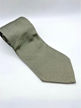 Zylos Gold George Machado Tie Silk Olive Green Geometric 4" Wide 2937.1